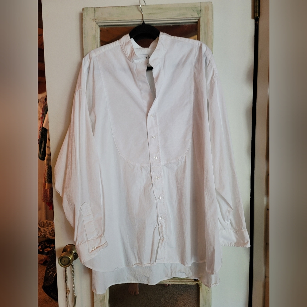 Frank & Eileen VICTORIA White Button Down Shirt With Tuxedo Inset